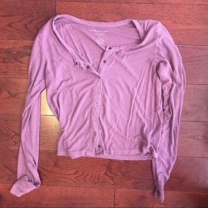 American eagle purple button front long sleeve top